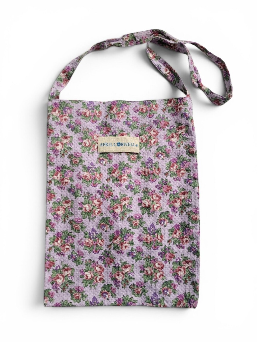 April Cornell Roses Floral Fabric Tote Lavender